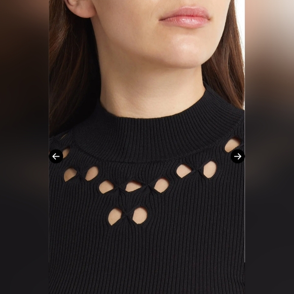 Ted Baker Emiiaa Engineered CutOut Bow Rib Sweater Short Sleeve Black Ted1/XS/4 - Picture 5 of 16